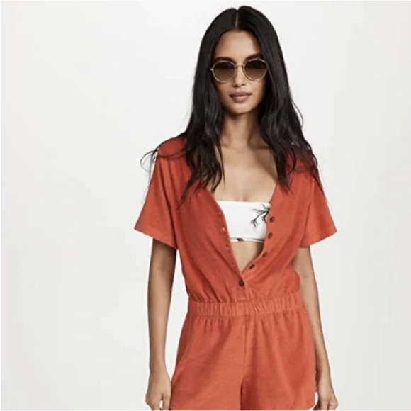 MADEWELL MWL Towel Terry Romper Dusty Rose Drawstring Waist Summer NWT - Picture 3 of 15